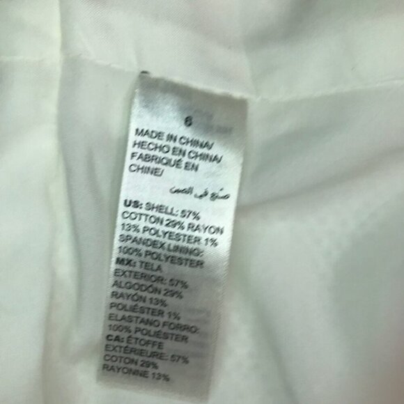 White House Black Market Women's White Tweed round neck Jacket Frayed Edges Sz 6 - Picture 14 of 14